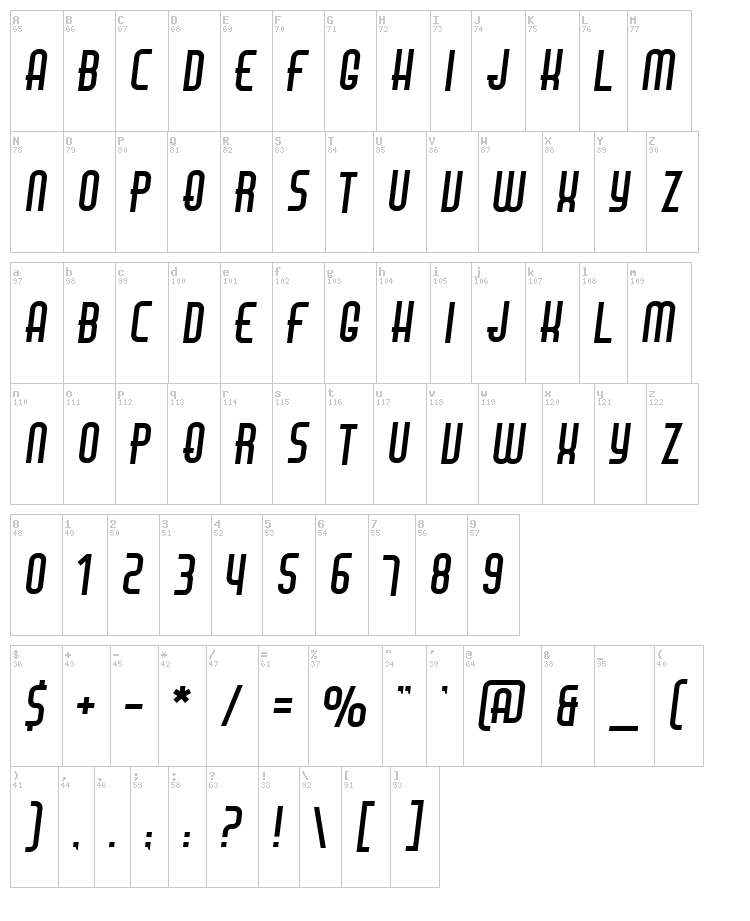 Air Americana font map